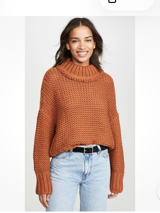 Free People Sweaters - Free People Chunky Knit Turtleneck Sweater in Tuscan Earth Rust